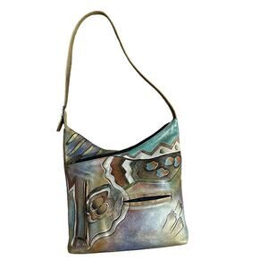 ANUSCHKA  GENUINE ‎ LEATHER  HAND PAINTED HOBO BAG